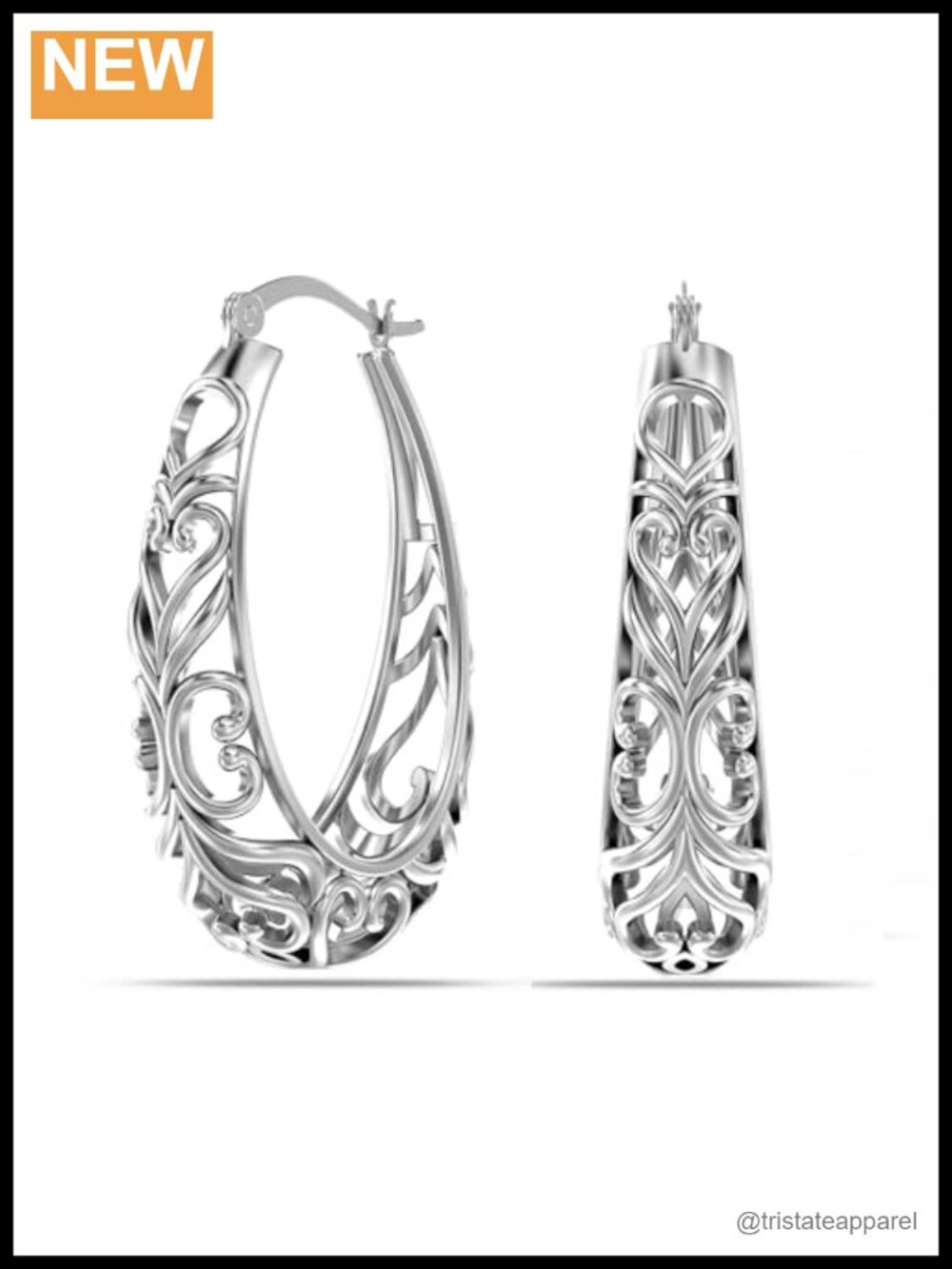 Sterling Silver Chunky Hoop Earrings Hypoallergenic Click-Top